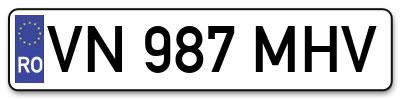 Placuta inmatriculare numar auto  VN-987-MHV, VN 987 MHV, VN987MHV