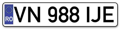 Placuta inmatriculare numar auto  VN-988-IJE, VN 988 IJE, VN988IJE