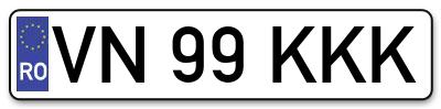 Placuta inmatriculare numar auto  VN-99-KKK, VN 99 KKK, VN99KKK