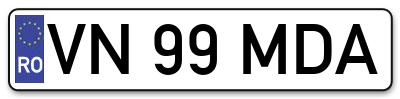 Placuta inmatriculare numar auto  VN-99-MDA, VN 99 MDA, VN99MDA