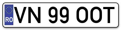 Placuta inmatriculare numar auto  VN-99-OOT, VN 99 OOT, VN99OOT