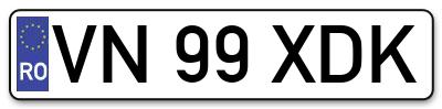 Placuta inmatriculare numar auto  VN-99-XDK, VN 99 XDK, VN99XDK