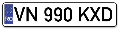 Placuta inmatriculare numar auto  VN-990-KXD, VN 990 KXD, VN990KXD