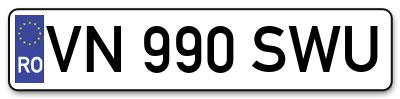Placuta inmatriculare numar auto  VN-990-SWU, VN 990 SWU, VN990SWU