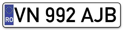 Placuta inmatriculare numar auto  VN-992-AJB, VN 992 AJB, VN992AJB
