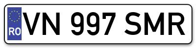 Placuta inmatriculare numar auto  VN-997-SMR, VN 997 SMR, VN997SMR