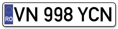 Placuta inmatriculare numar auto  VN-998-YCN, VN 998 YCN, VN998YCN