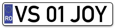 Placuta inmatriculare numar auto  VS-01-JOY, VS 01 JOY, VS01JOY