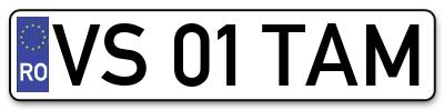 Placuta inmatriculare numar auto  VS-01-TAM, VS 01 TAM, VS01TAM
