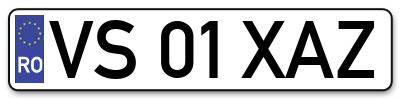 Placuta inmatriculare numar auto  VS-01-XAZ, VS 01 XAZ, VS01XAZ