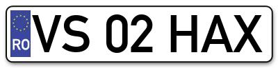 Placuta inmatriculare numar auto  VS-02-HAX, VS 02 HAX, VS02HAX