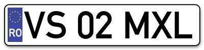 Placuta inmatriculare numar auto  VS-02-MXL, VS 02 MXL, VS02MXL