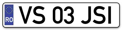 Placuta inmatriculare numar auto  VS-03-JSI, VS 03 JSI, VS03JSI
