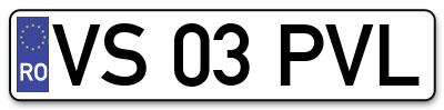 Placuta inmatriculare numar auto  VS-03-PVL, VS 03 PVL, VS03PVL