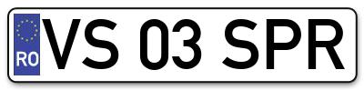 Placuta inmatriculare numar auto  VS-03-SPR, VS 03 SPR, VS03SPR
