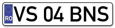 Placuta inmatriculare numar auto  VS-04-BNS, VS 04 BNS, VS04BNS