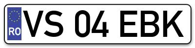 Placuta inmatriculare numar auto  VS-04-EBK, VS 04 EBK, VS04EBK