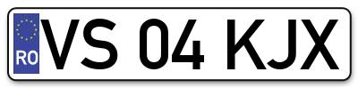 Placuta inmatriculare numar auto  VS-04-KJX, VS 04 KJX, VS04KJX
