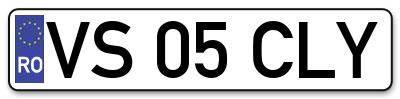Placuta inmatriculare numar auto  VS-05-CLY, VS 05 CLY, VS05CLY