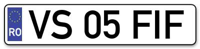 Placuta inmatriculare numar auto  VS-05-FIF, VS 05 FIF, VS05FIF