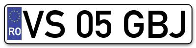Placuta inmatriculare numar auto  VS-05-GBJ, VS 05 GBJ, VS05GBJ