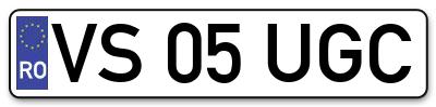 Placuta inmatriculare numar auto  VS-05-UGC, VS 05 UGC, VS05UGC