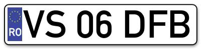 Placuta inmatriculare numar auto  VS-06-DFB, VS 06 DFB, VS06DFB