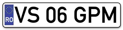 Placuta inmatriculare numar auto  VS-06-GPM, VS 06 GPM, VS06GPM