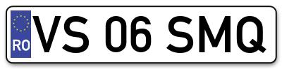 Placuta inmatriculare numar auto  VS-06-SMQ, VS 06 SMQ, VS06SMQ
