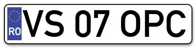 Placuta inmatriculare numar auto  VS-07-OPC, VS 07 OPC, VS07OPC