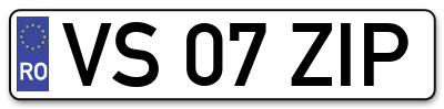 Placuta inmatriculare numar auto  VS-07-ZIP, VS 07 ZIP, VS07ZIP