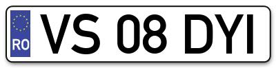 Placuta inmatriculare numar auto  VS-08-DYI, VS 08 DYI, VS08DYI