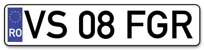 Placuta inmatriculare numar auto  VS-08-FGR, VS 08 FGR, VS08FGR