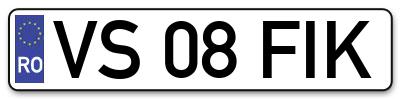 Placuta inmatriculare numar auto  VS-08-FIK, VS 08 FIK, VS08FIK