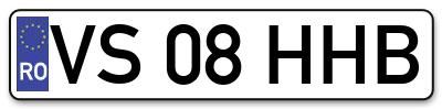 Placuta inmatriculare numar auto  VS-08-HHB, VS 08 HHB, VS08HHB