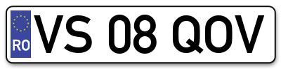 Placuta inmatriculare numar auto  VS-08-QOV, VS 08 QOV, VS08QOV