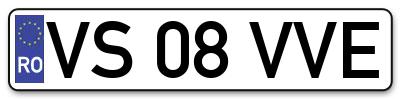 Placuta inmatriculare numar auto  VS-08-VVE, VS 08 VVE, VS08VVE