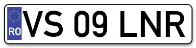 Placuta inmatriculare numar auto  VS-09-LNR, VS 09 LNR, VS09LNR