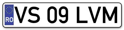 Placuta inmatriculare numar auto  VS-09-LVM, VS 09 LVM, VS09LVM