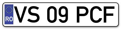 Placuta inmatriculare numar auto  VS-09-PCF, VS 09 PCF, VS09PCF