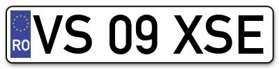 Placuta inmatriculare numar auto  VS-09-XSE, VS 09 XSE, VS09XSE