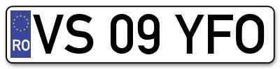 Placuta inmatriculare numar auto  VS-09-YFO, VS 09 YFO, VS09YFO