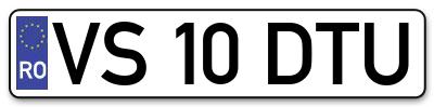 Placuta inmatriculare numar auto  VS-10-DTU, VS 10 DTU, VS10DTU