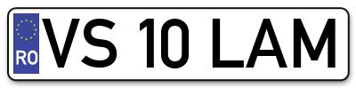 Placuta inmatriculare numar auto  VS-10-LAM, VS 10 LAM, VS10LAM