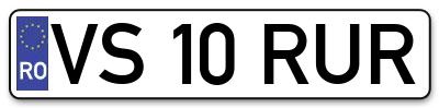 Placuta inmatriculare numar auto  VS-10-RUR, VS 10 RUR, VS10RUR