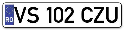 Placuta inmatriculare numar auto  VS-102-CZU, VS 102 CZU, VS102CZU