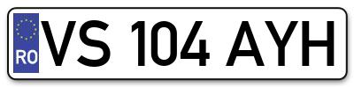 Placuta inmatriculare numar auto  VS-104-AYH, VS 104 AYH, VS104AYH