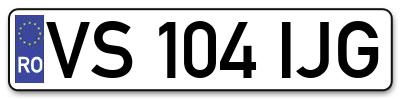 Placuta inmatriculare numar auto  VS-104-IJG, VS 104 IJG, VS104IJG