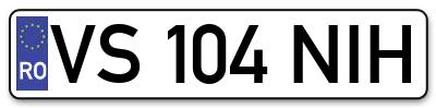 Placuta inmatriculare numar auto  VS-104-NIH, VS 104 NIH, VS104NIH