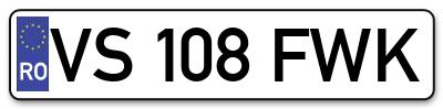 Placuta inmatriculare numar auto  VS-108-FWK, VS 108 FWK, VS108FWK